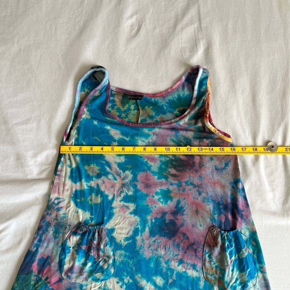Aloha Fashion Womens Tie Dye Sleeveless Sharkbite Hem Pocket Dress Blue Purple - Picture 8 of 11